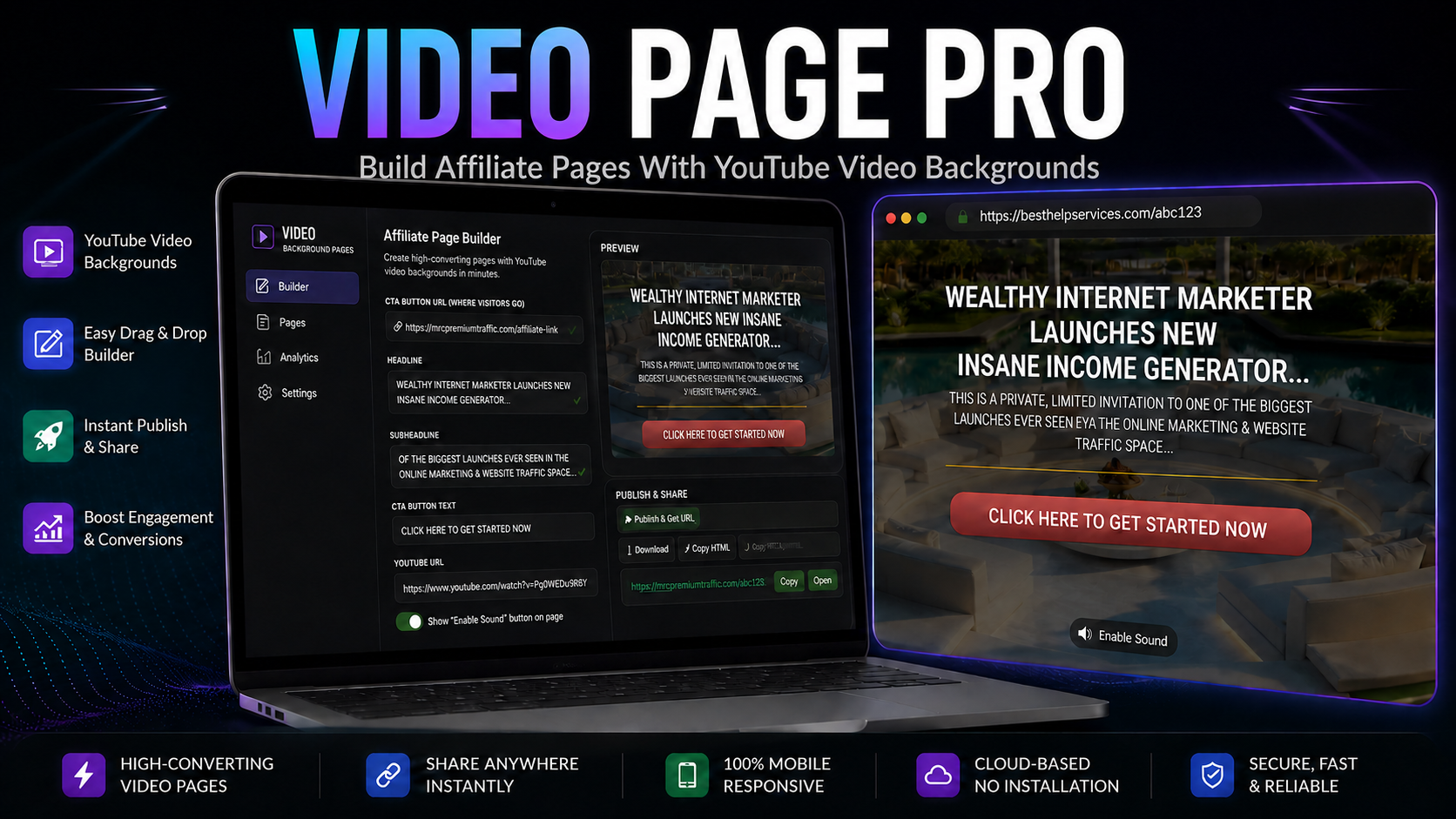 Video Page Pro affiliate page builder preview
